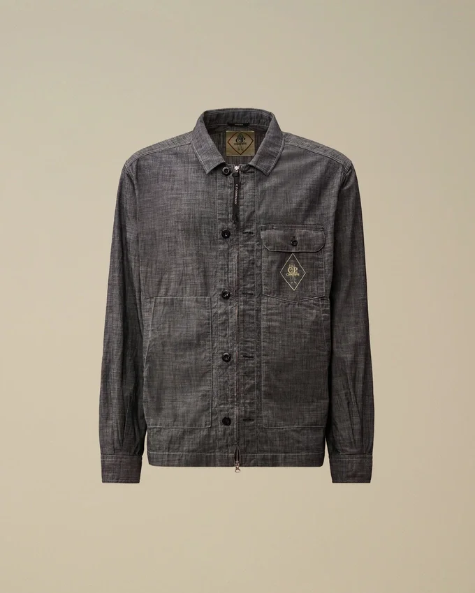 Chambray Long Sleeve Zip Shirt