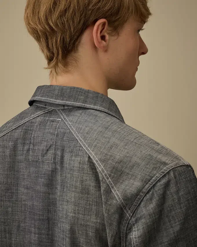 Chambray Long Sleeve Zip Shirt