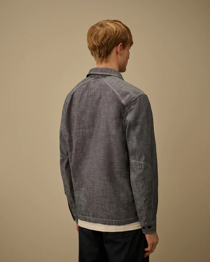 Chambray Long Sleeve Zip Shirt