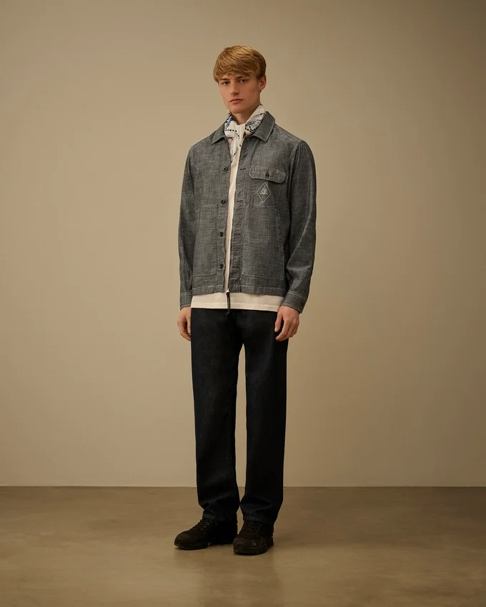 Chambray Long Sleeve Zip Shirt