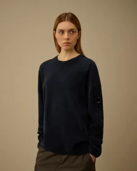 Cotton Chenille Crewneck Lens Sweater