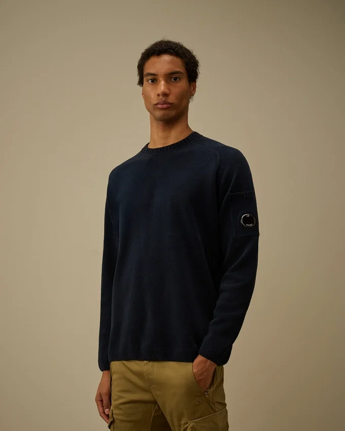 Cotton Chenille Crewneck Lens Sweater