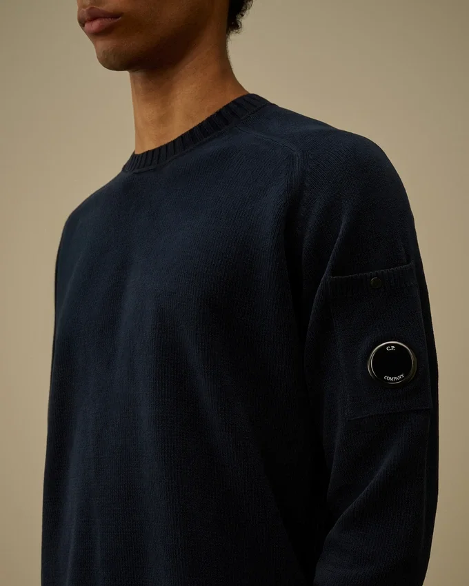 Cotton Chenille Crewneck Lens Sweater