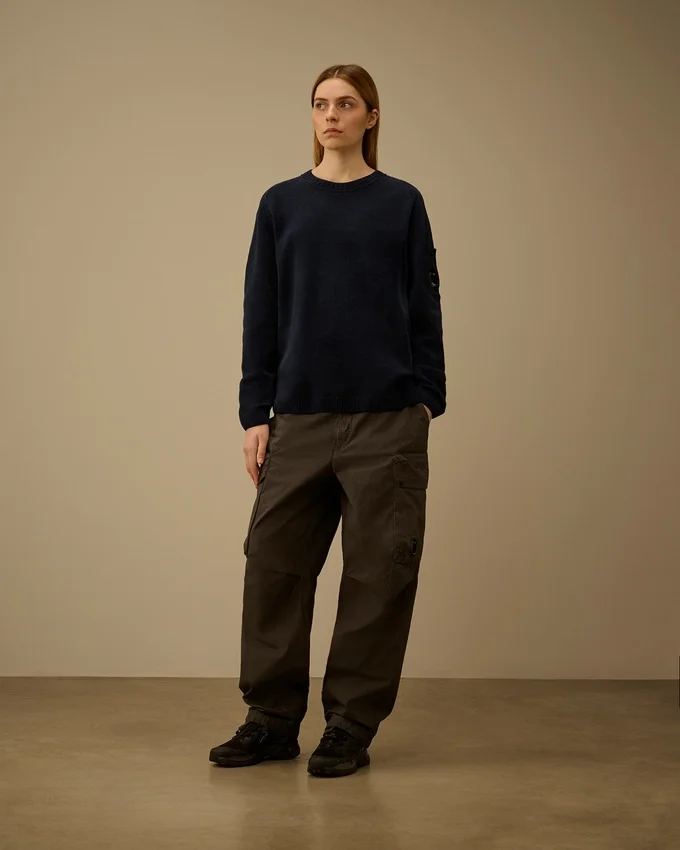 Cotton Chenille Crewneck Lens Sweater