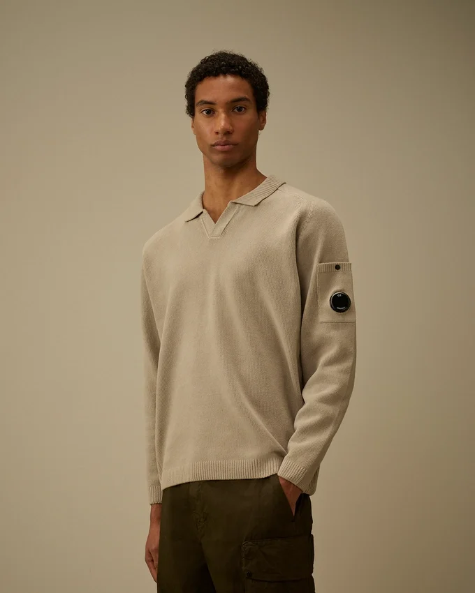 Cotton Chenille Polo Lens Sweater
