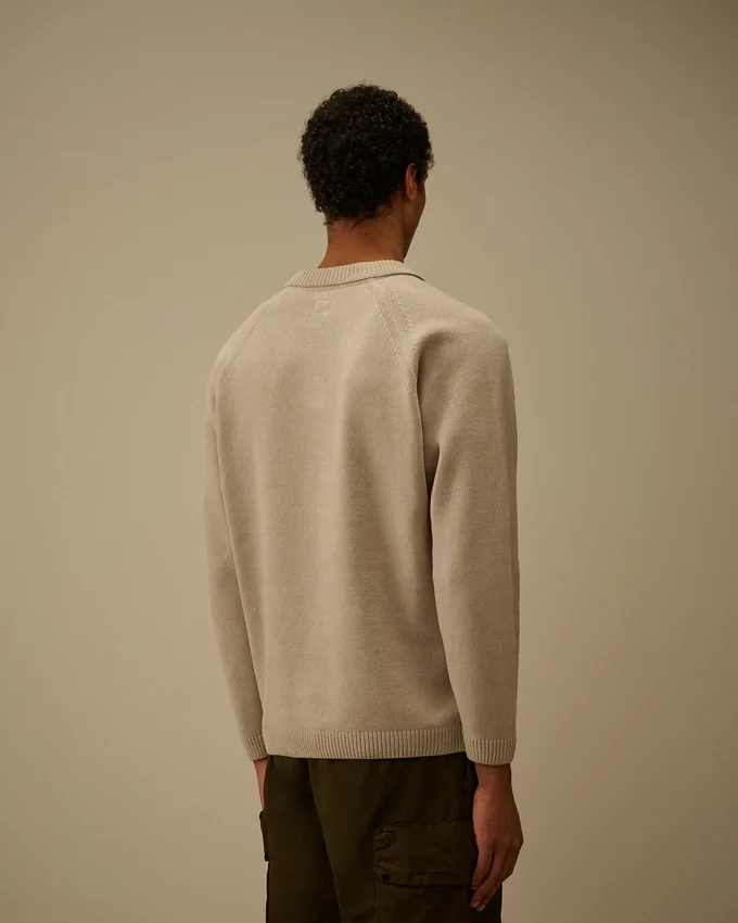 Cotton Chenille Polo Lens Sweater