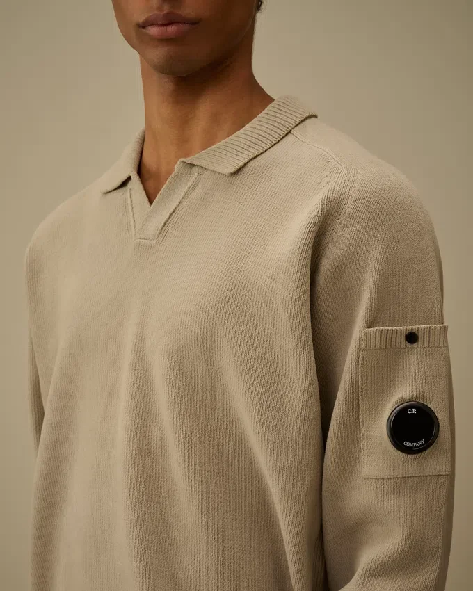 Cotton Chenille Polo Lens Sweater