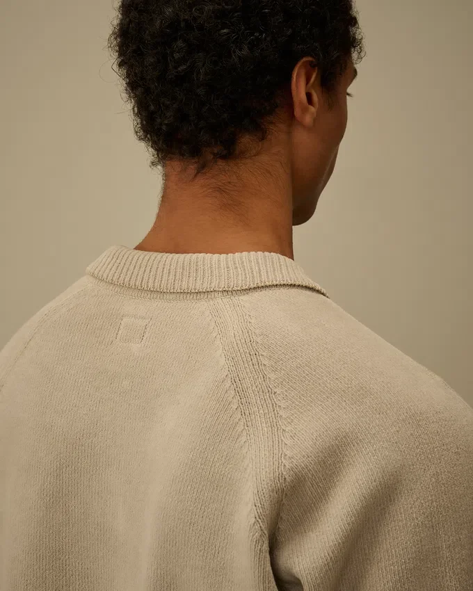 Cotton Chenille Polo Lens Sweater