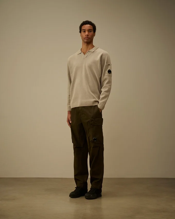 Cotton Chenille Polo Lens Sweater
