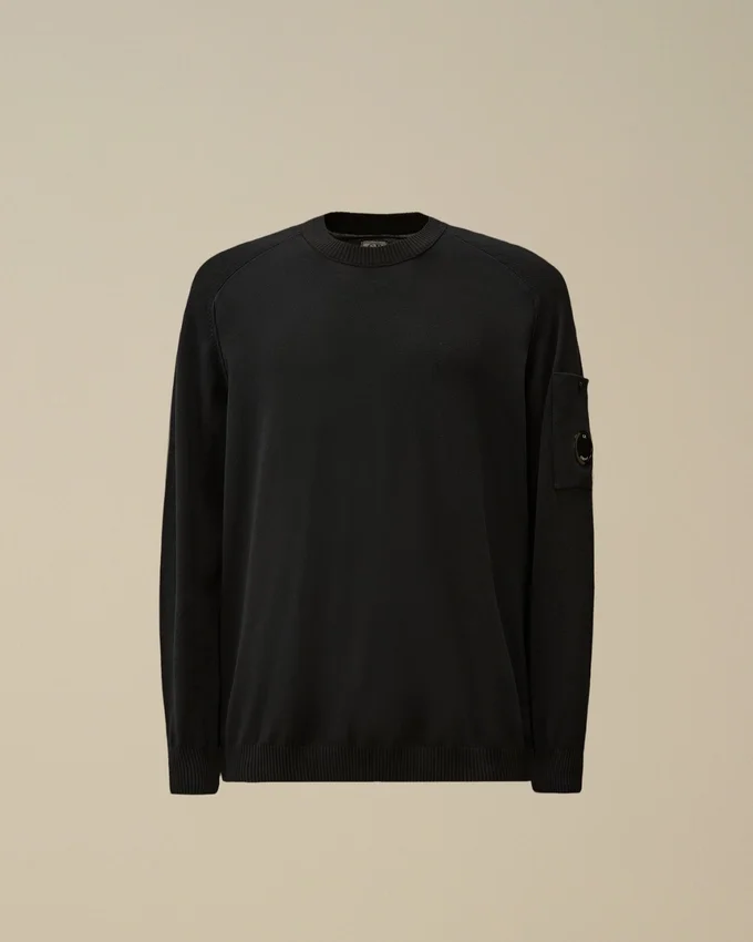 Cotton Crepe Crewneck Lens Sweater