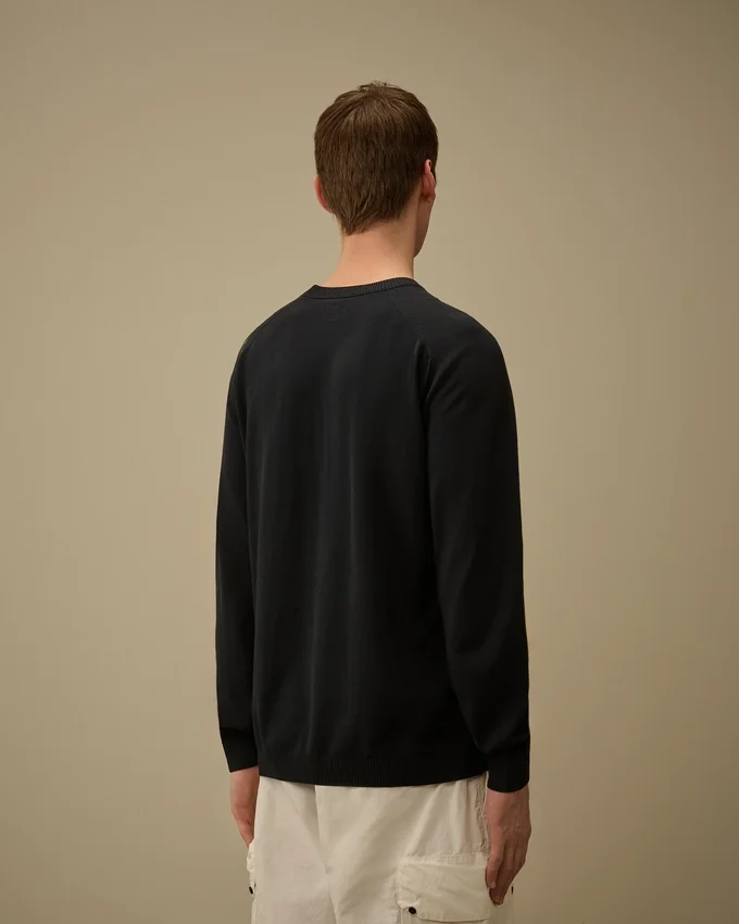 Cotton Crepe Crewneck Lens Sweater