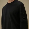 Cotton Crepe Crewneck Lens Sweater