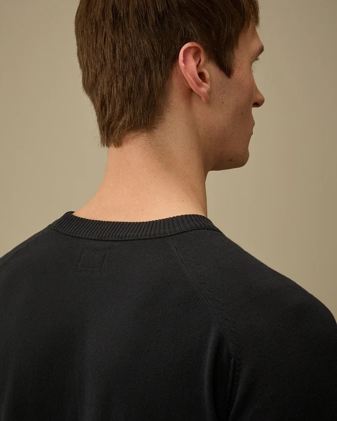 Cotton Crepe Crewneck Lens Sweater