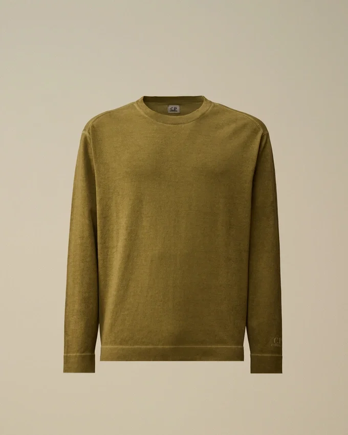 Cotton Crepe Double Dyed Crewneck Sweater