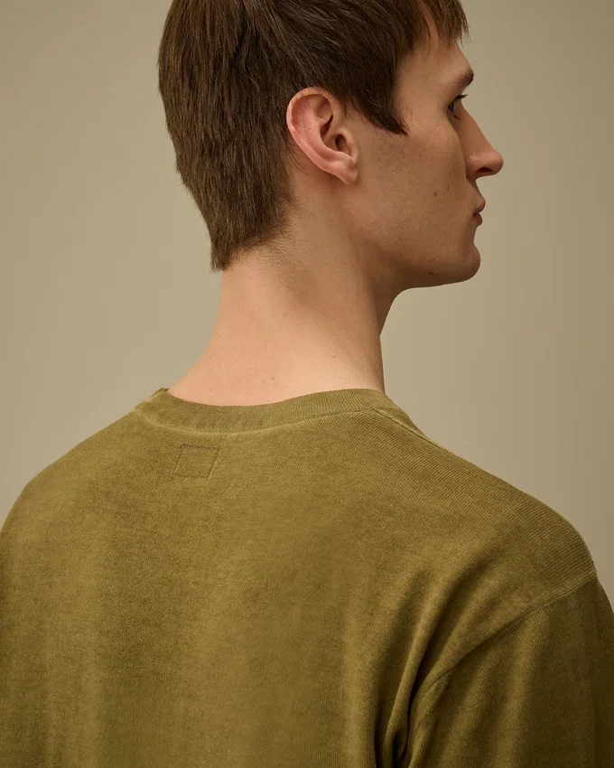 Cotton Crepe Double Dyed Crewneck Sweater