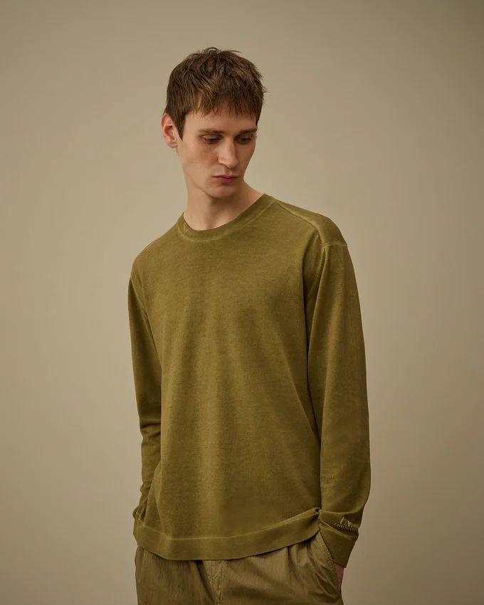 Cotton Crepe Double Dyed Crewneck Sweater