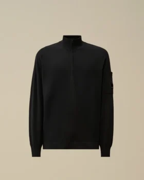 Cotton Crepe Half Zip Sweater