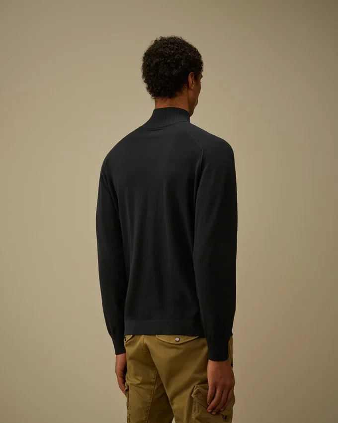 Cotton Crepe Half Zip Sweater
