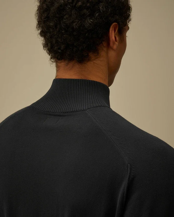 Cotton Crepe Half Zip Sweater
