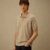 Cotton Crepe Short Sleeve Polo Sweater