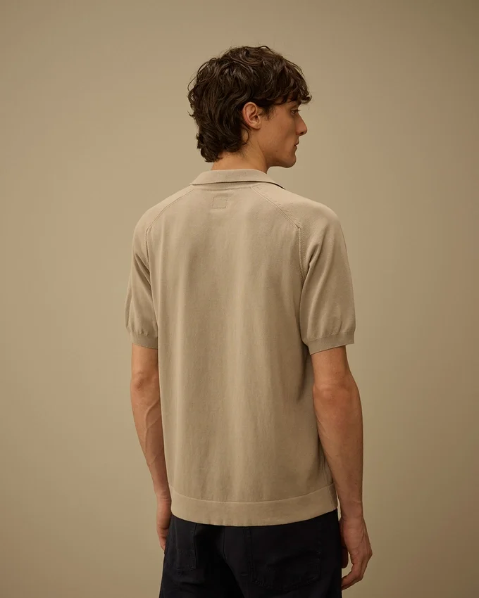 Cotton Crepe Short Sleeve Polo Sweater
