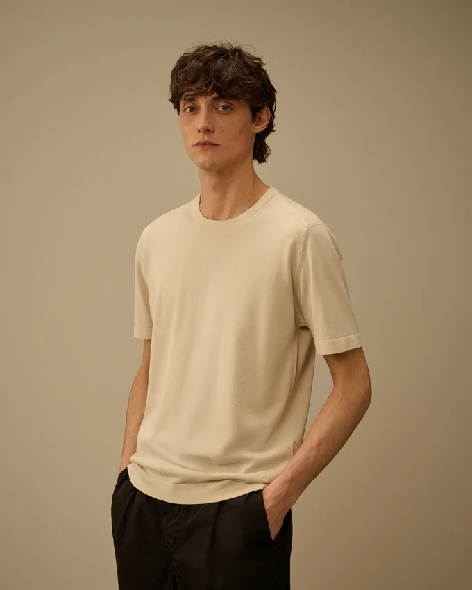 Cotton Crepe Short Sleeve Sweater