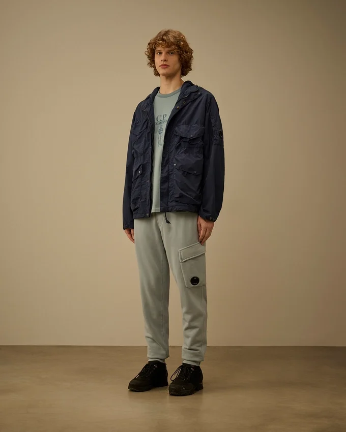 Cotton Diagonal Fleece Cargo Lens Sweatpants
