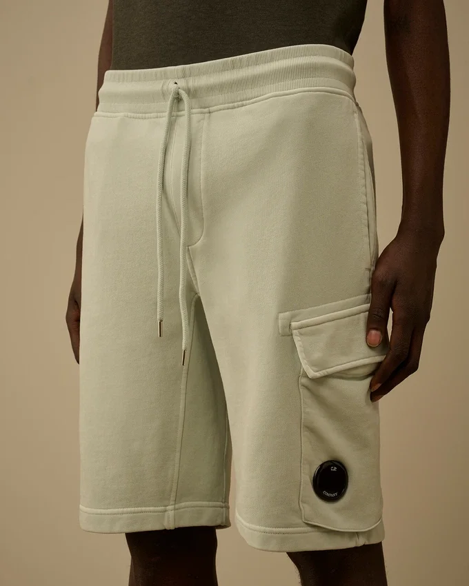 Cotton Diagonal Fleece Cargo Sweatshorts