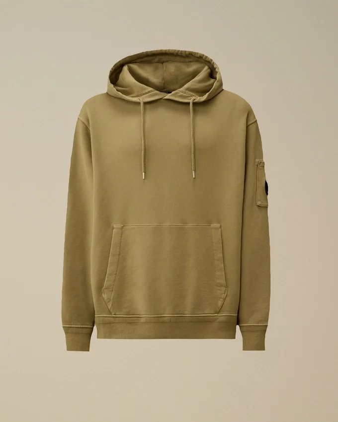 Cotton Diagonal Fleece Hooded Lens Sweatshirt