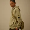 Cotton Diagonal Fleece Hooded Lens Sweatshirt