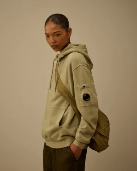 Cotton Diagonal Fleece Hooded Lens Sweatshirt