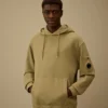 Cotton Diagonal Fleece Hooded Lens Sweatshirt