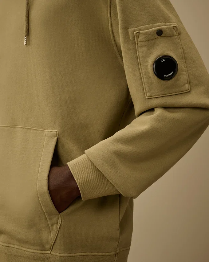 Cotton Diagonal Fleece Hooded Lens Sweatshirt