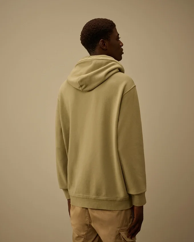 Cotton Diagonal Fleece Hooded Lens Sweatshirt