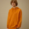 Cotton Diagonal Fleece Hooded Sweatshirt