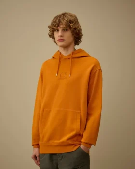 Cotton Diagonal Fleece Hooded Sweatshirt