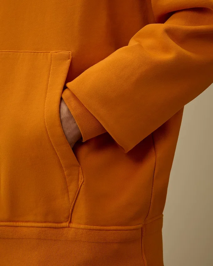 Cotton Diagonal Fleece Hooded Sweatshirt