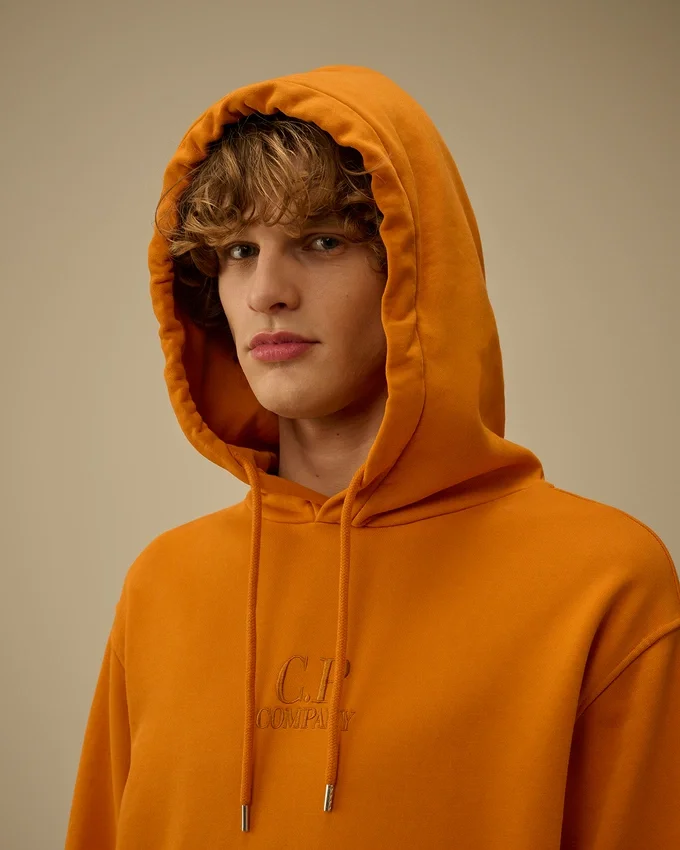 Cotton Diagonal Fleece Hooded Sweatshirt