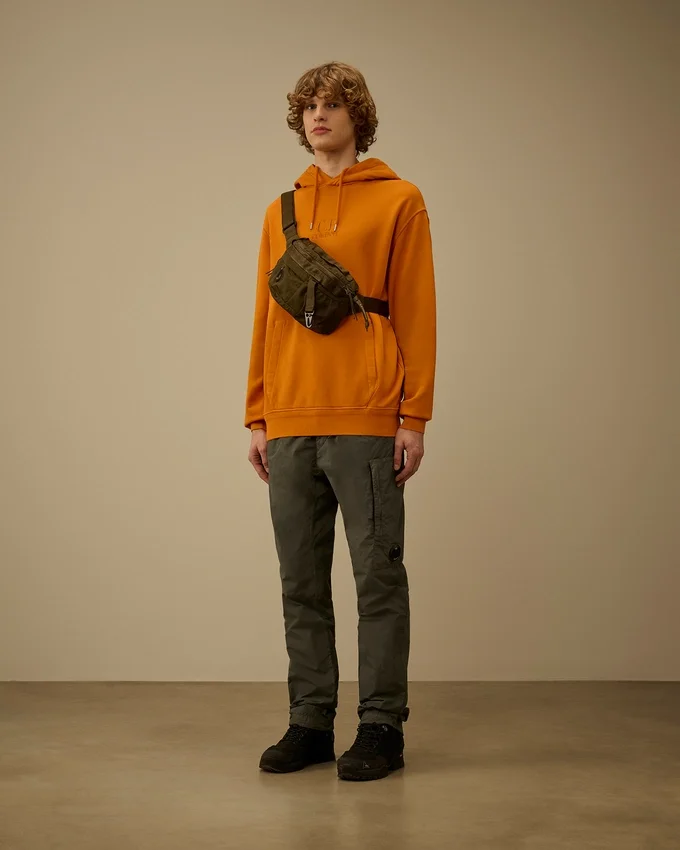 Cotton Diagonal Fleece Hooded Sweatshirt
