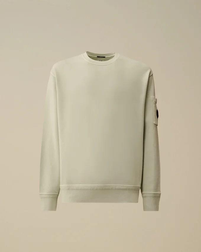 Cotton Diagonal Fleece Resist Dyed Crewneck Lens Sweatshirt