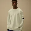 Cotton Diagonal Fleece Resist Dyed Crewneck Lens Sweatshirt