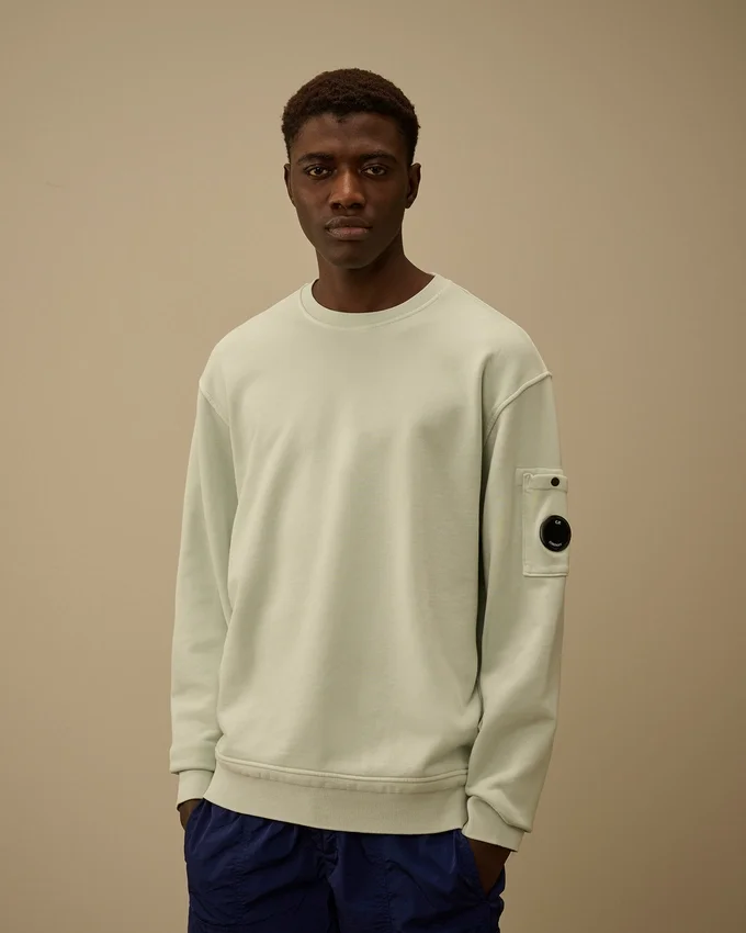 Cotton Diagonal Fleece Resist Dyed Crewneck Lens Sweatshirt