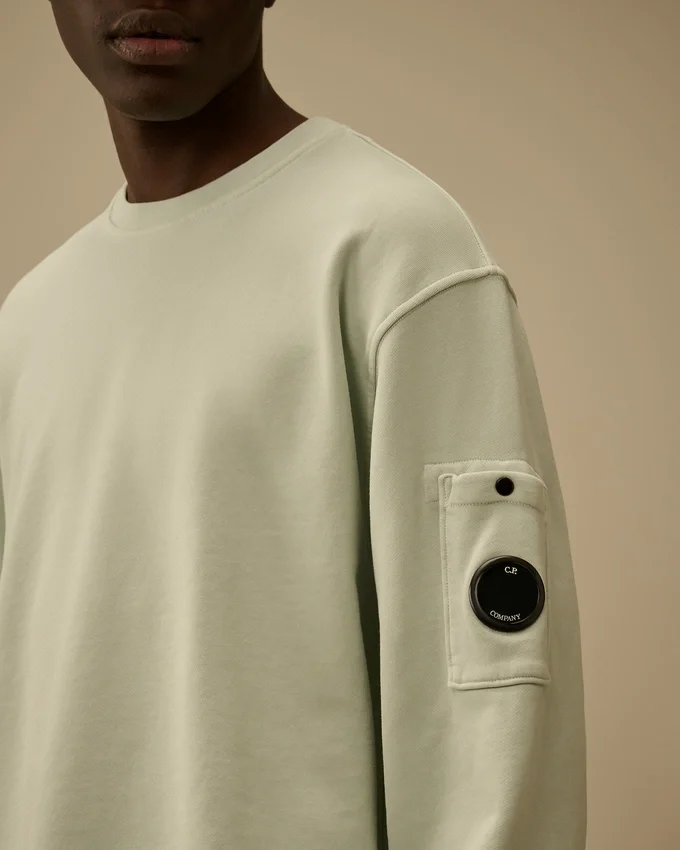 Cotton Diagonal Fleece Resist Dyed Crewneck Lens Sweatshirt
