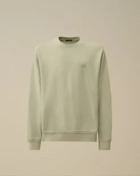 Cotton Diagonal Fleece Resist Dyed Crewneck Logo Sweatshirt