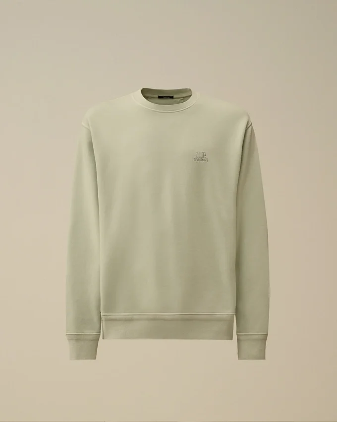 Cotton Diagonal Fleece Resist Dyed Crewneck Logo Sweatshirt