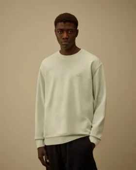 Cotton Diagonal Fleece Resist Dyed Crewneck Logo Sweatshirt