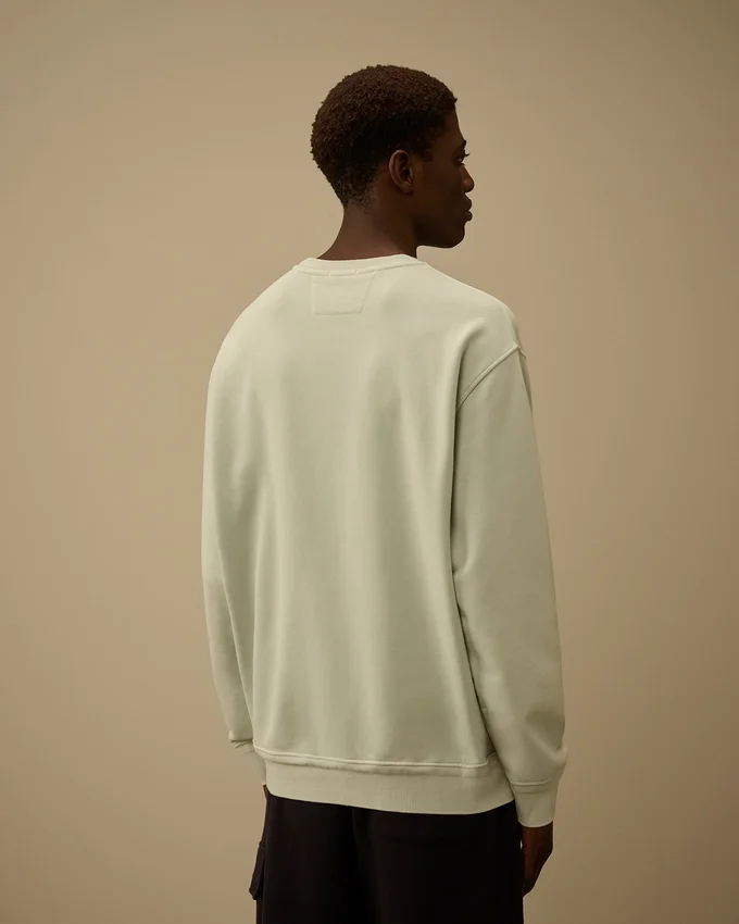 Cotton Diagonal Fleece Resist Dyed Crewneck Logo Sweatshirt