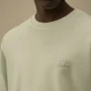 Cotton Diagonal Fleece Resist Dyed Crewneck Logo Sweatshirt