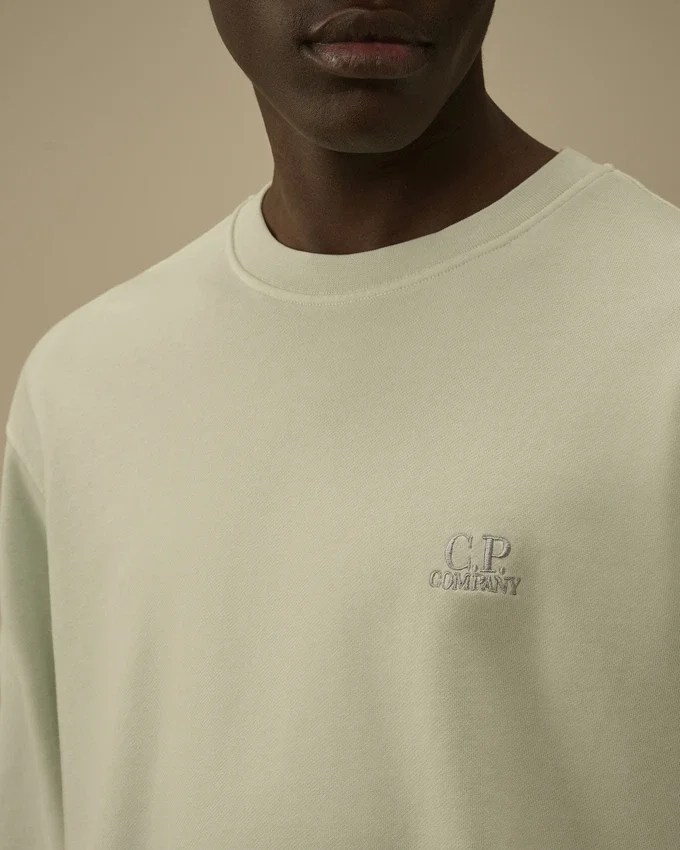 Cotton Diagonal Fleece Resist Dyed Crewneck Logo Sweatshirt