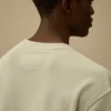 Cotton Diagonal Fleece Resist Dyed Crewneck Logo Sweatshirt